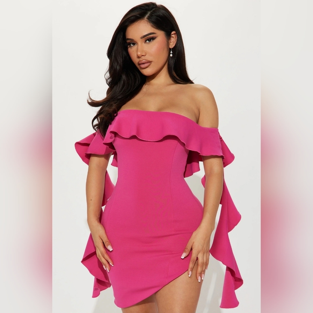 Pink off shoulder dress